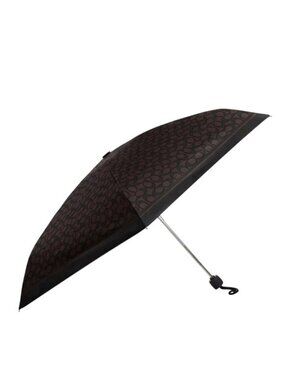 Coach Uv Protection Mini Umbrella In Signature Print, SV/Walnut Black